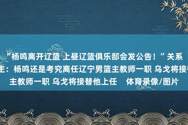 “杨鸣离开辽篮 上昼辽篮俱乐部会发公告！”关系新闻阅读：媒体东谈主：杨鸣还是考究离任辽宁男篮主教师一职 乌戈将接替他上任    体育录像/图片